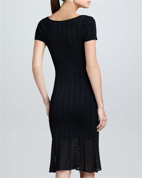 Lyst Ralph Lauren Black Label Capsleeve Crochet Knit Dress Black In Black