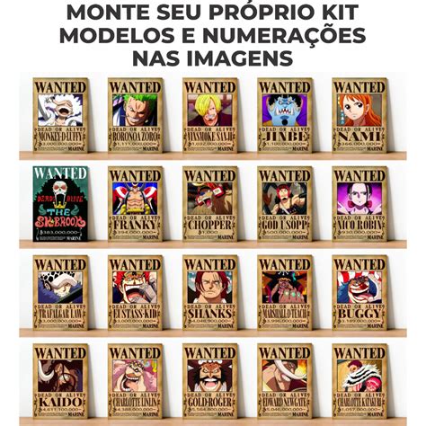 Kit Quadros Decorativos X One Piece Anime Placas Recompensa