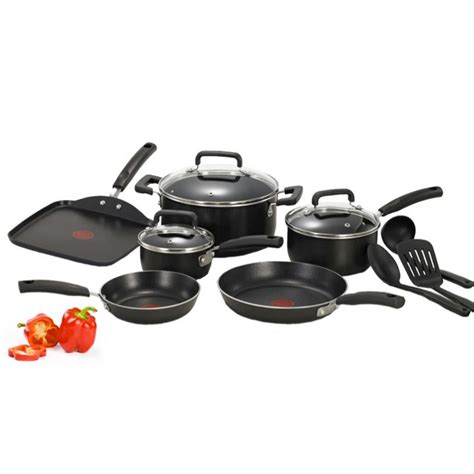 T Fal Signature Total Non Stick 12 Piece Cookware Set Aluminum In Black