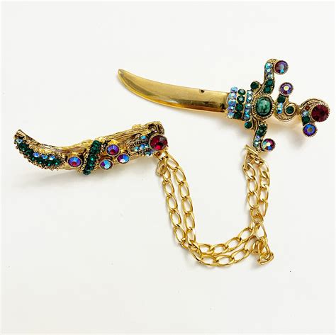 Vintage Jeweled Scimitar Brooch History Time Travel