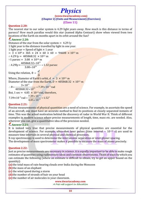 Ncert Solutions For Class 11 Physics Chapter 2 Units And Measurements