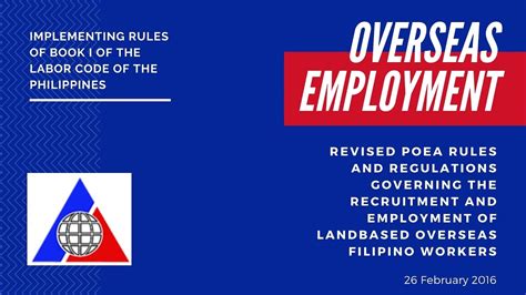 Poea Rules Parts Irr Of Book I Of The Labor Code On Overseas