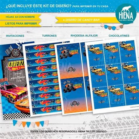 Kit Imprimible Hot Wheels Candy Bar Cumpleaños Tags en venta en Morón Bs As G B A Oeste por
