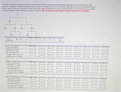 Solved Develop The Material Requirements Pian For Component Chegg