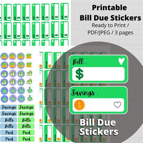 Bill Due Labels Printable Planner Stickers Planner Etsy