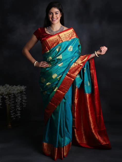 Multicolor Handloom Pure Uppada Silk Sari From Karnataka With Brocaded