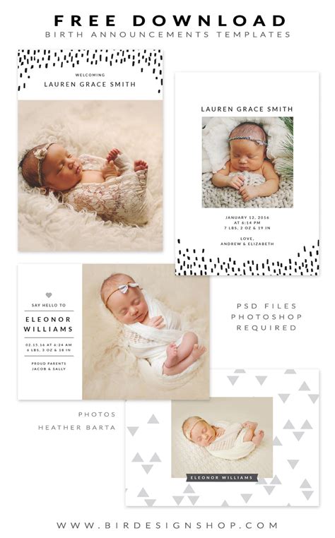 FREE Birth Announcements templates - January freebie – Birdesign