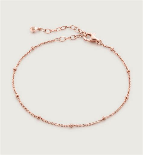 Fine Beaded Chain Bracelet In 18ct Rose Gold Vermeil On Sterling Silver