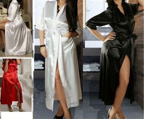 Sexy Lingerie Women Long Dress Sexy Ice Silk Bathrobe Big Size Women