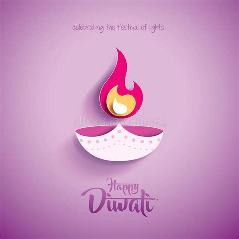 Happy Diwali. Paper Graphic of Indian Diya Oil Lamp Design. Happy ...