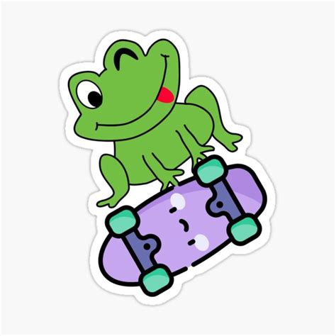 "Skateboarding Frog,Frog On A Skateboard" Sticker by toopnature | Redbubble