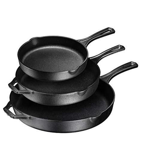 Bruntmor 8 10 And 12 Inches Pre Seasoned Cast Iron Frying Pan Set Of 3 Oven Safe Cast Iron