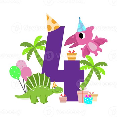 Happy Birthday Dinosaur Clipart Number Party Dino Png