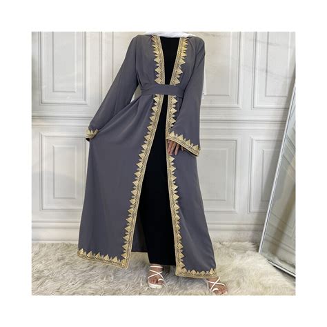 Ramadan Open Abaya Kimono Arabic Muslim Hijab Dress Embroidery