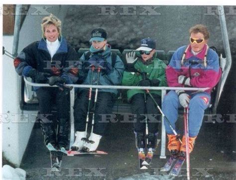 March 30 1994 Princess Diana With Prince William And Prince Harry Ride A Ski Lift In Lech