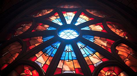 Premium Ai Image A Photo Of A Stained Glass Window With Octagonal Design Historic Church Backdrop