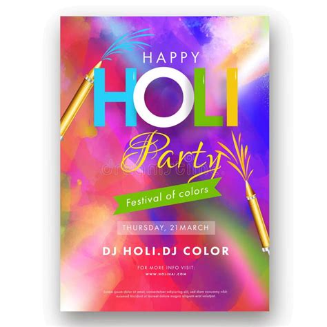 Colorful Template Or Flyer Design For Indian Festival Of Colors Holi