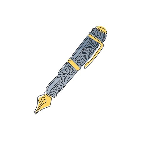 Premium Vector Continuous One Line Drawing Pen Write Icon Signature