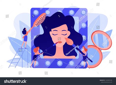 Specialists Providing Cosmetic Treatment Woman Face Stock Vector