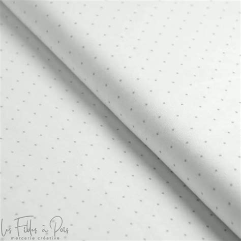 Coupon De Tissu Jersey Coton Motif Pois Esprit Plumetis Blanc 50cm