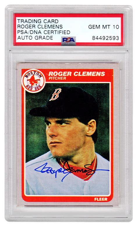 Roger Clemens Signed Boston Red Sox 1985 Fleer Rookie Baseball Card