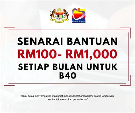 Senarai Bantuan Rm Rm Setiap Bulan Untuk B Bagi Tahun