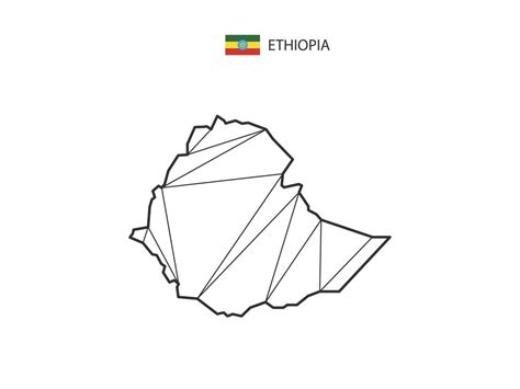 Mosaic Triangles Map Style Of Ethiopia Isolated On A White Background