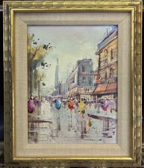 Original Oil Painting Antonio Devity Street Scene Studio Darte Italia