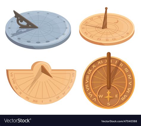 Sundial ancient dial solar clock sundials watch Vector Image