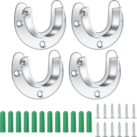 Pcs Recess Brackets For Curtain Poles With Screws Flange Rod Holder