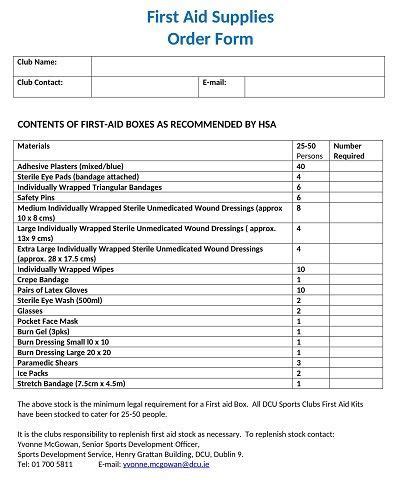 Free First Aid Kit Checklist Templates Ms Word Pdf First Aid