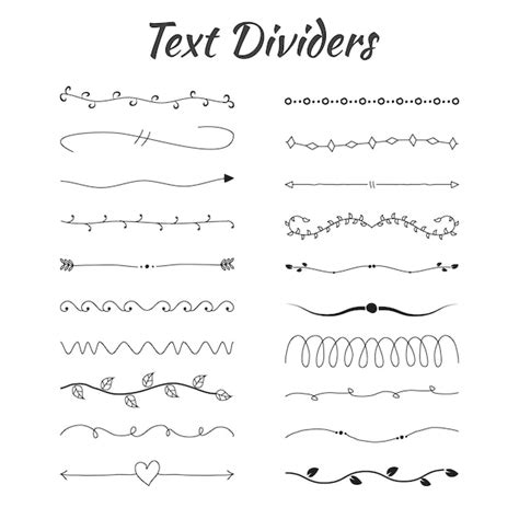 Divisores De Texto Dibujados A Mano Vector Premium