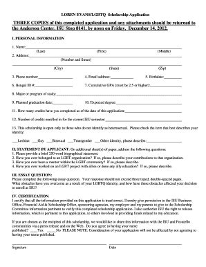 Fillable Online Isu Three Copies Of This Completed Application And Any