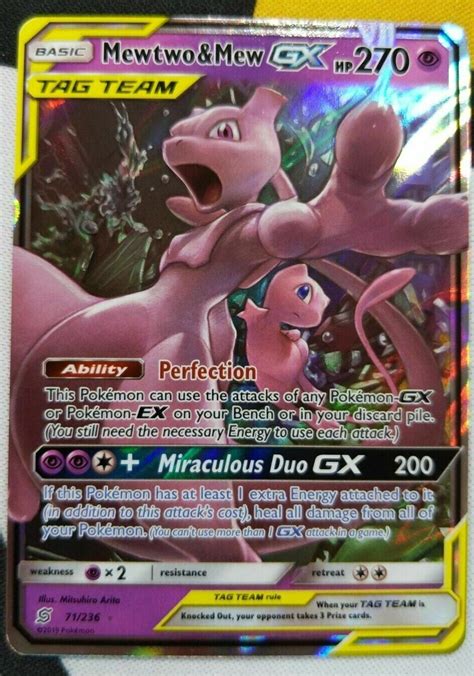 Ultra Rare Mewtwo Mew Gx Tag Team Pokemon Unified Minds Holo