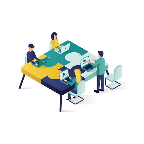 Teamwork Concept Isometric Illustration 661876 Vector Art At Vecteezy