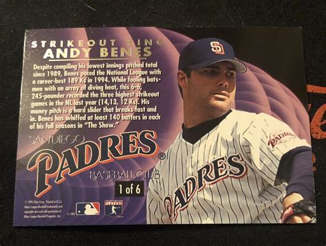 Fleer Ultra Andy Benes Strick Out King Insert Of Padres