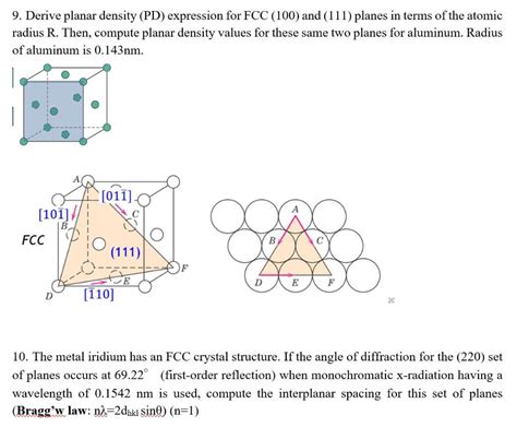 A Derive Planar Density Expressions For Fcc And Off