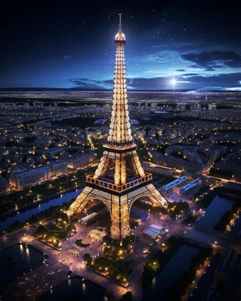 Premium Ai Image Ultra Realistic Aerial Of Eiffel Tower In Paris