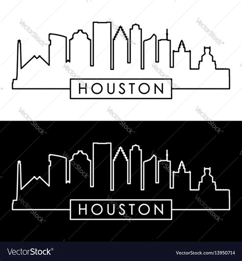 Houston Skyline Linear Style Royalty Free Vector Image