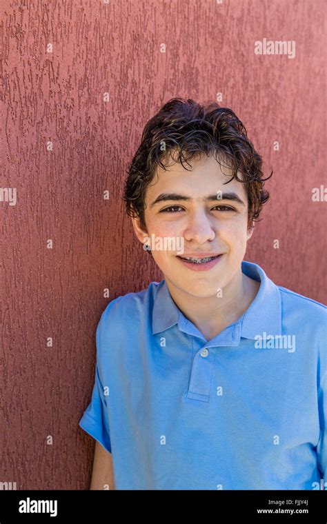 Young Boy Smiling With Braces Stock Photo Alamy