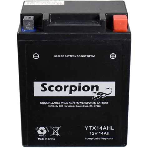 Scorpion Ytx14ahl Bs Battery 12v 210 Cca Powersport And Motorcycle Battery