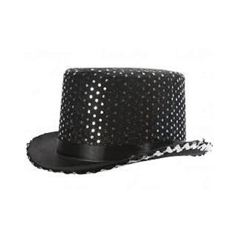 Jacobson Hats Adult's Black Sequin Butler Magician Top Hat Costume ...