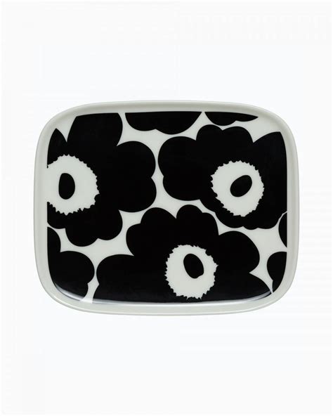 Marimekko Oiva Unikko Lautanen X Cm Musta Valkoinen Iloinen Viivi