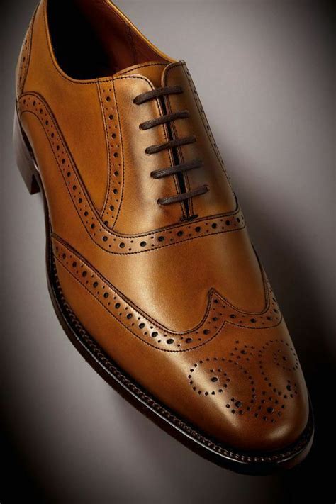 Men's Tan Leather Formal Dress Shoes, Wingtip Tan Leather Brogue ...