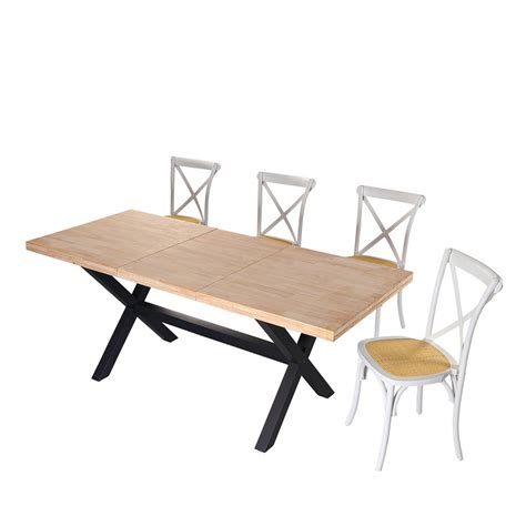 Mesa De Comedor Extensible De Madera Y Metal En Roble Nordish Y Negro