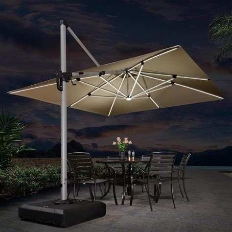 Purple Leaf 12ft Round Offset Hanging Patio Umbrella With Base Bed Bath And Beyond 38926395