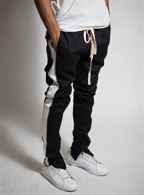 Piping Stripe Track Pant In Black And White Stripe Track Pants Mens