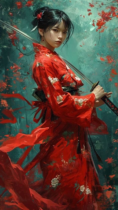 Fantasy Maiden Female Warrior Art Japanese Art Samurai Samurai Art