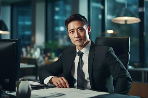 Portrait Of A Handsome Businessman In Modern Office Asian Manager