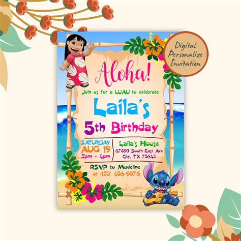 Lilo And Stitch Invitation Lilo And Stitch Birthday Lilo And Stitch